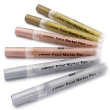 JEFFNIUB Gold Paint Pennor med Silver Rose Gold Akrylfrg Pennor fr stenmlning Tr Tyg Glas Canvas Scrapbooking Card DIY Metallic Acrylic Marke