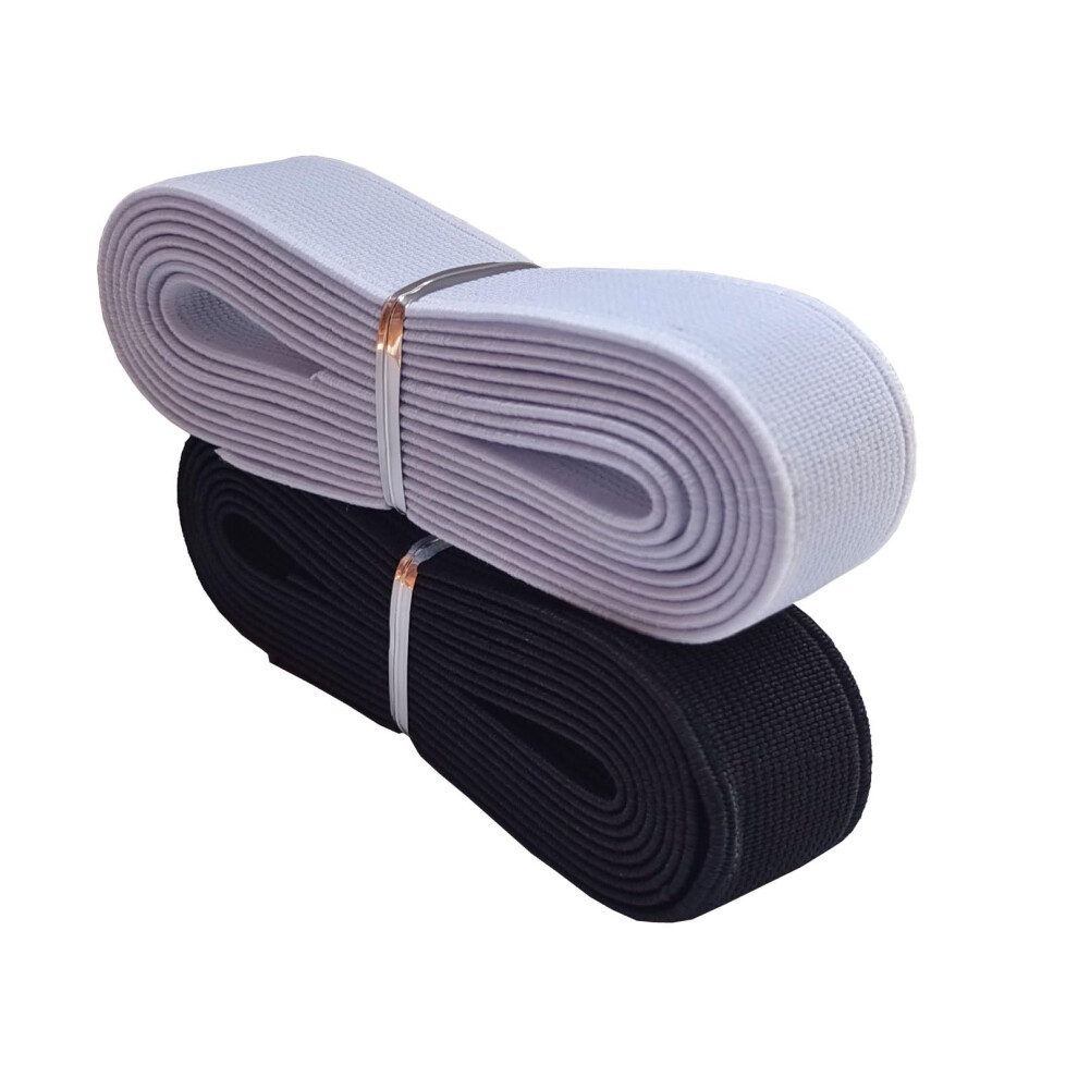 2 Inch Elastische Banden 4 Yards 2 Kleuren Dubbelzijdig Geweven Keperstof, Plat, Zwaar Rekbaar Elastiek Voor Het Naaien Van Broekband (Gemengde K-image