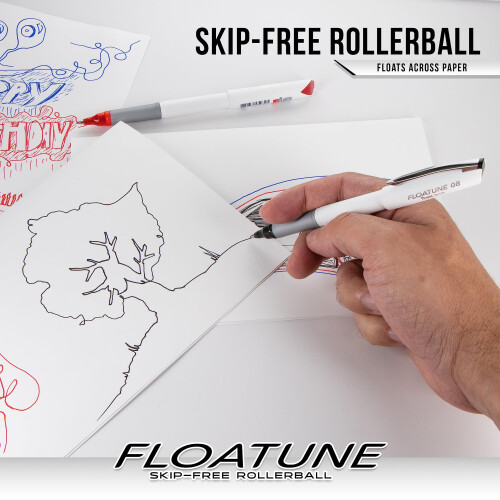 Pentel Pentel Floatune Rollerball 0,8 mm medium spids sort bl?kpakke med 8 penne (BY108PF8A) 1