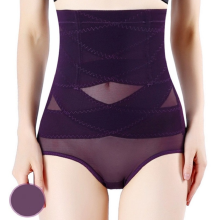 (Purple, L) Corset Women Shaper Highwaist Shapewear Panty Control Underwear Slim Elastic