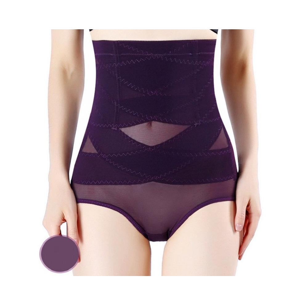 (Purple, L) Corset Women Shaper Highwaist Shapewear Panty Control Underwear Slim Elastic