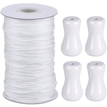 Hestya 1,8 mm hvid flettet løfteskygge ledning 55 yards/rulle med 4 stykker træ vedhæng til aluminium blind skygge havearbejde og håndværk (hvid)
