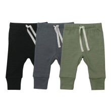 Baby Unisex 3er-Pack Babyhosen f r Jungen und M dchen, konische Kn chelhose aus Baumwolle (Neugeborenen-Schwarz/Schiefergrau/Salbeigr n)