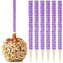 32 stuks bling snoep appel bamboestokken karamel appel houten puntige spiesjes met strass diamant mesh wrap fruittraktaties pop december bar voor des