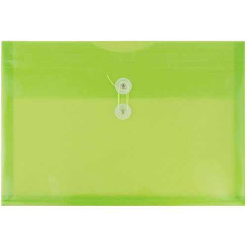JAM PAPER Plastic Envelopes with Button & String Tie Closure - Letter Booklet - 9 3/4 x 13 - Lime Green - 3/Pack 1