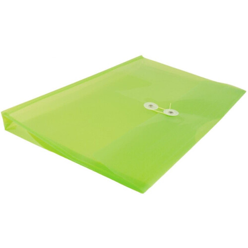 JAM PAPER Plastic Envelopes with Button & String Tie Closure - Letter Booklet - 9 3/4 x 13 - Lime Green - 3/Pack 2