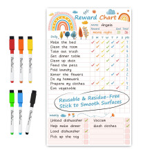 Clever Clean Dry Retase Pligter Chart for Kids Genanvendeligt belønningsdiagram ikke-magnetiske børn Chore Board klæber til eventuelle glatte ove
