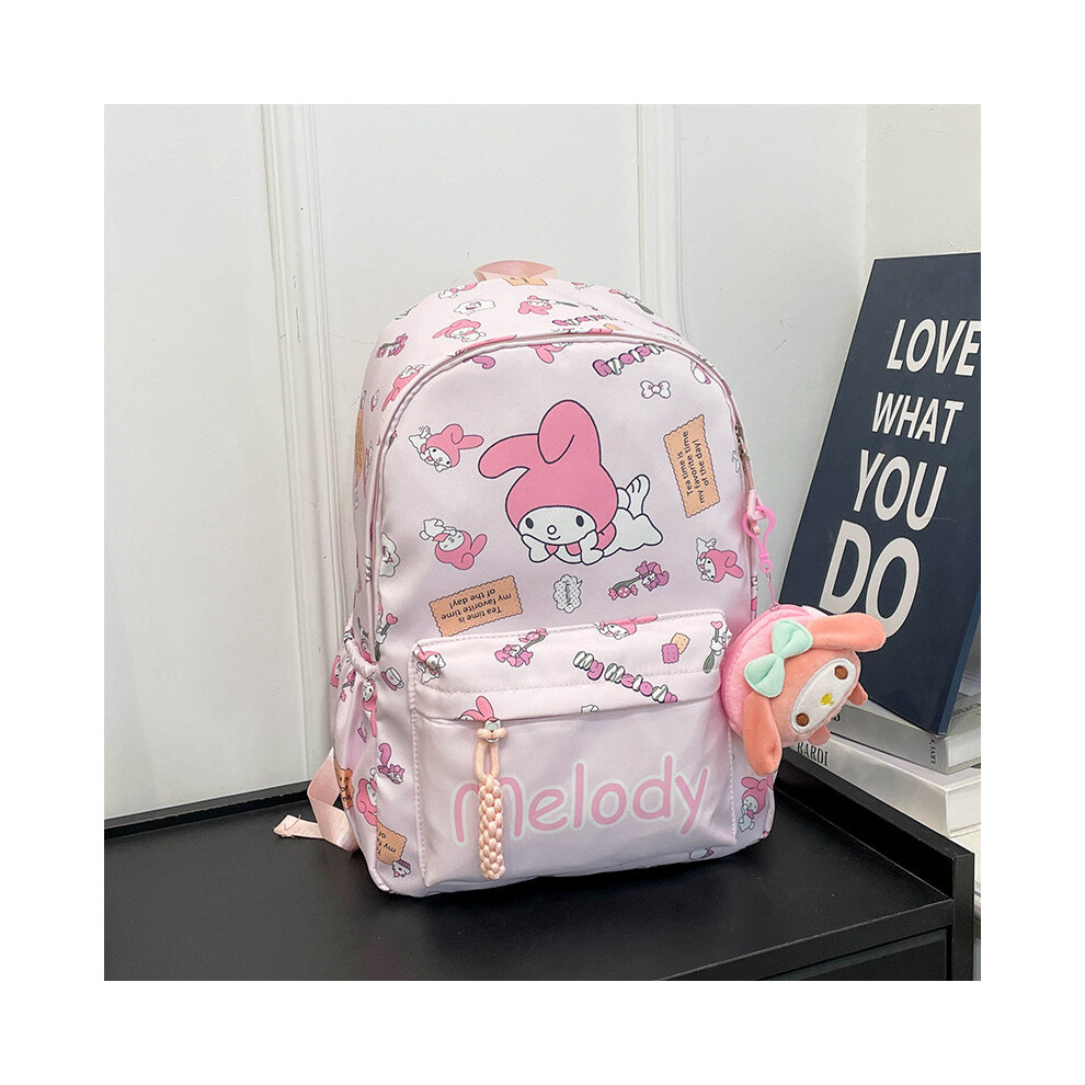(Peach) Large Sanrio Print Capacity Nylon School Bag Backpack Coin Gift Purse Unisex-image-OPC-PGSSPWG-NEW