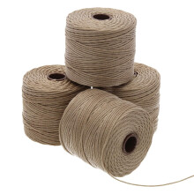 De Beadsmith S-Lon Bead Cord - .5 mm gedraaid nylon koord voor het rijgen van 4 spoelen zandkleur TEX210 77 yards per spoel