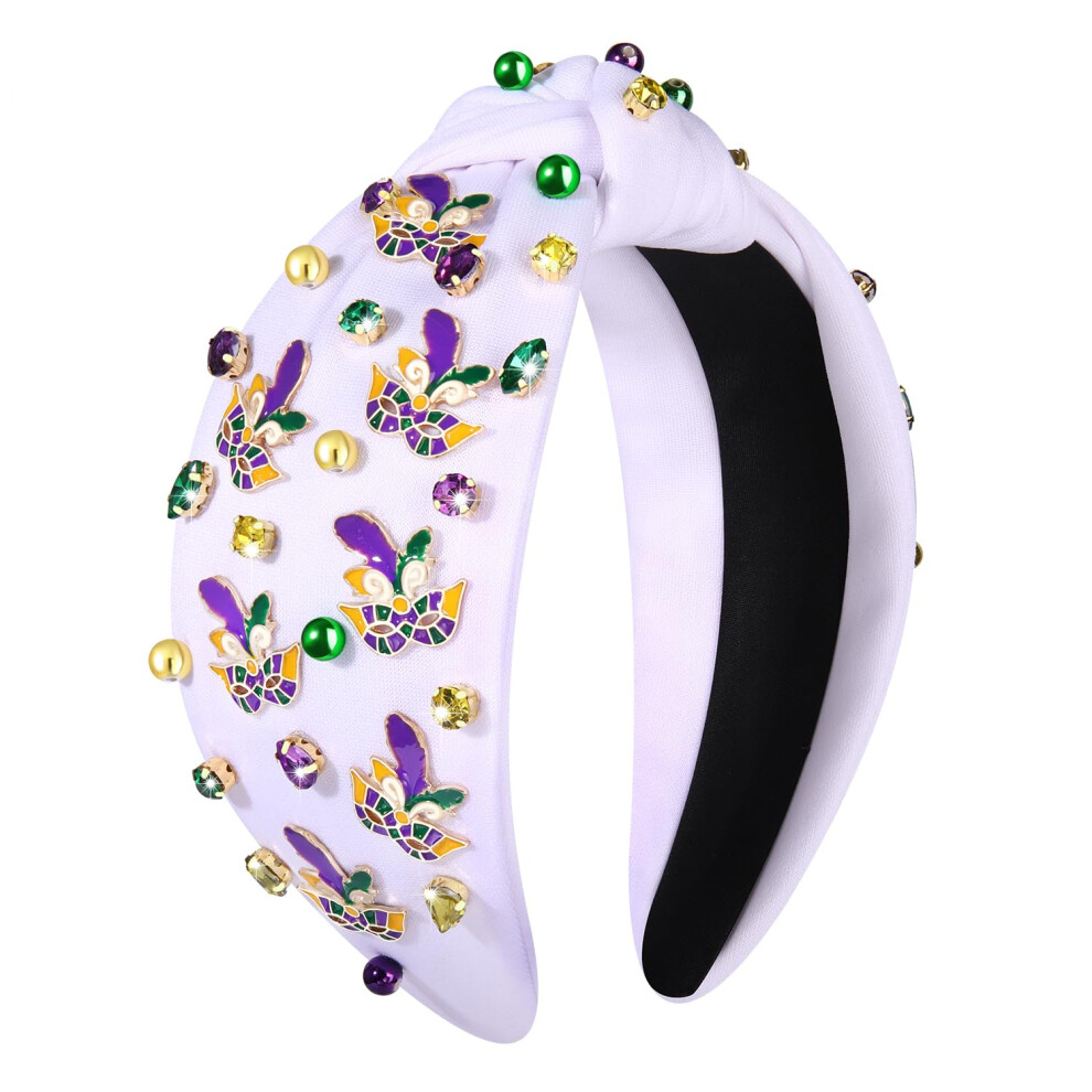 Bandeau MOLOCH Mardi Gras pour femme, masque en plumes   maill  es, bandeau nou  , violet, jaune, vert, cristal, accessoires pour cheveux, cadeaux