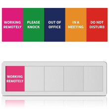 Office Door Signs Do Not Disturb Please Knock In A Meeting Out Of Office Working Remotely 5 Options Privacy Office Slider Sign for Meeting &
