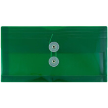 JAM PAPIR Plastkonvolutter med knap- og snorelukning - #10 Business Booklet - 5 1/4 x 10 - Grn - 3/pak
