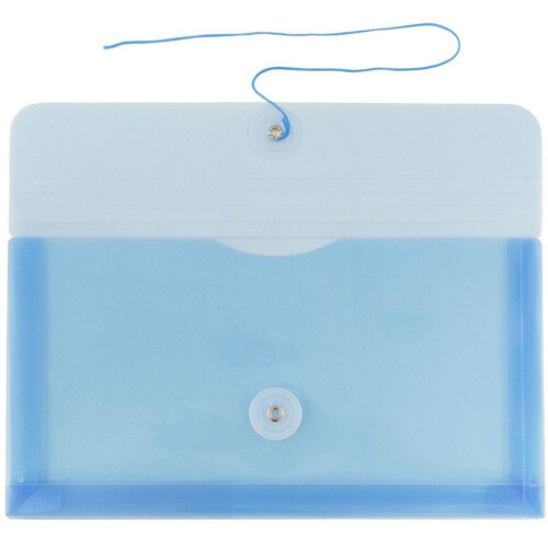 JAM PAPER Plastic Envelopes with Button & String Tie Closure - #10 Business Booklet - 5 1/4 x 10 - Blue - 3/pack 1