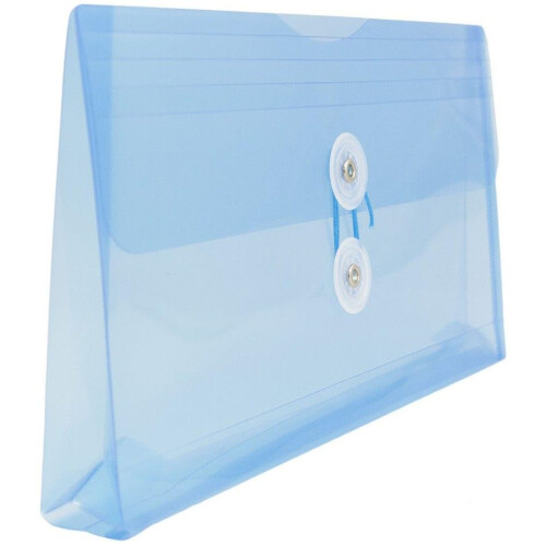 JAM PAPER Plastic Envelopes with Button & String Tie Closure - #10 Business Booklet - 5 1/4 x 10 - Blue - 3/pack 2
