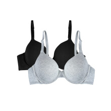 Reggiseno T-shirt da donna in confezione da 2 di Fruit of the Loom Nero/Grigio erica 36D