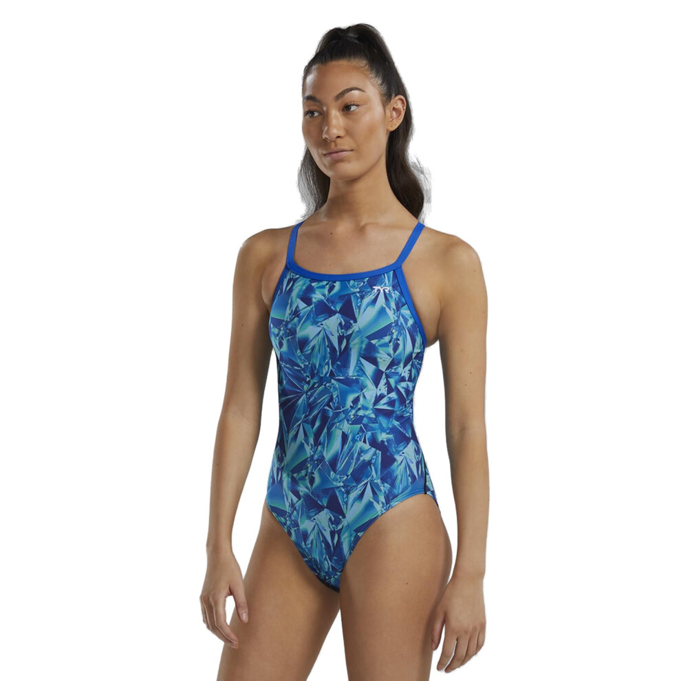 TYR Women's Durafast Elite Diamondfit Swimsuit  Blue/Green Crystalized  32