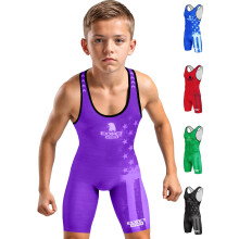 Exxact Sports Patriot Youth Wrestling Singlet For Boys  Premium Powerlifting Singlet  Kids Wrestling Singlets For Training (YM  Purple)