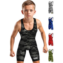 Exxact Sports Digitale Camouflage Jeugd Worstelsinglet voor jongens Premium Powerlifting Singlet Kinderworstelsinglets voor training (YS Zwart Camo)