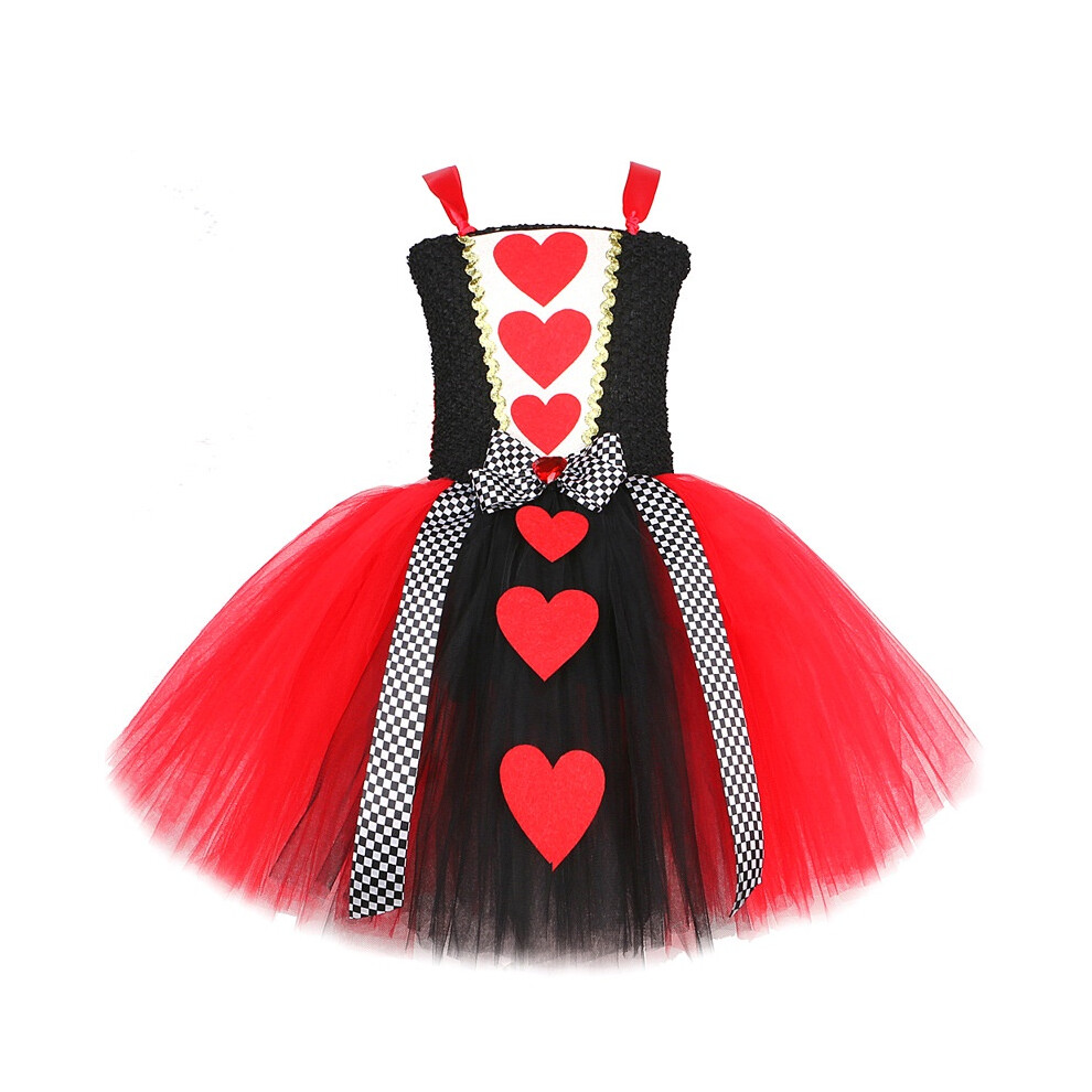 (S) In Wonderland Alice Queen Cosplay Kids Costume Anime Event Party Halloween Red