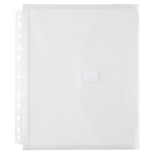 JAM PAPER Envelopes de plstico com 3 furos e fecho de velcro - Livreto de cartas - 9 1/2 x 11 1/2 com expanso de 1 polegada - Transparente - 3/pacote