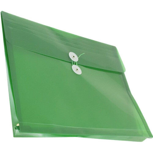 JAM PAPER Plastic Envelopes with Button & String Tie Closure - Letter Booklet - 9 3/4 x 13 - Green - 3/Pack 2