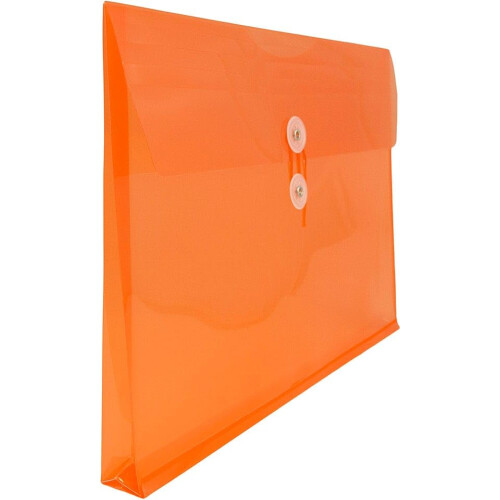 JAM PAPER Plastic Envelopes with Button & String Tie Closure - Letter Booklet - 9 3/4 x 13 - Orange - 3/Pack 2