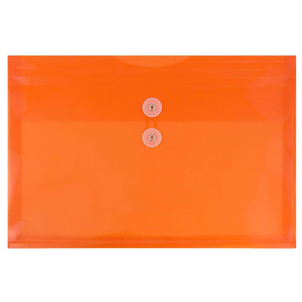 Jam Paper Plastikumschl Ge Mit Knopf- Und Kordelverschluss Briefheft 9 3/4 X 13 Orange 3/Packung-image