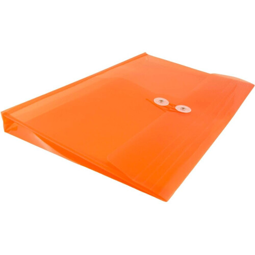 JAM PAPER Plastic Envelopes with Button & String Tie Closure - Letter Booklet - 9 3/4 x 13 - Orange - 3/Pack 1