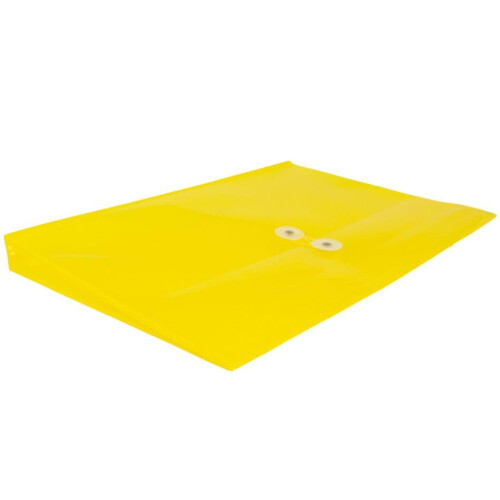 JAM PAPER Plastic Envelopes with Button & String Tie Closure - Letter Booklet - 9 3/4 x 13 - Yellow - 3/Pack 1