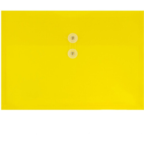 JAM PAPER Plastic Envelopes with Button & String Tie Closure - Letter Booklet - 9 3/4 x 13 - Yellow - 3/Pack