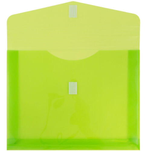 Envelopes de expanso de plstico JAM PAPER com fecho de velcro - Livreto de cartas - 9 3/4 x 13 com expanso de 2 polegadas - Verde limo - 3/pacote 1