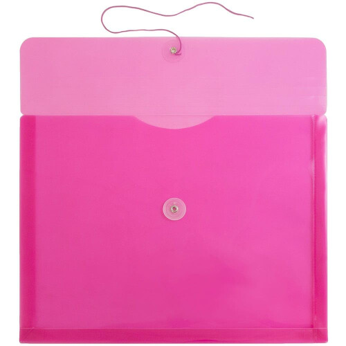 JAM PAPER Plastic Envelopes with Button & String Tie Closure - Letter Booklet - 9 3/4 x 13 - Fuchsia - 3/Pack 2