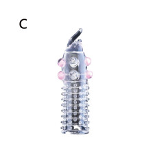 (Random, C) Men Condom Caterpillar Reusable Penis Condom Penis Impotence Head Big Cover