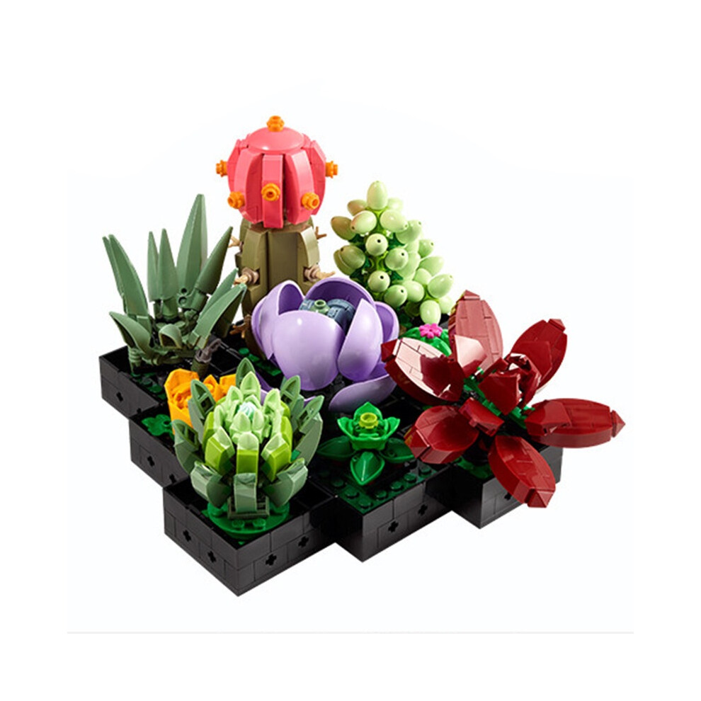 (SucculentPlant, 770PCS) Rose Blocks Building Bouquet Succulent Botanical Flower Bouquet Toy Gifts Model