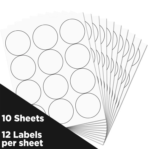 Selos adesivos de etiqueta circular JAM PAPER - 2,5 polegadas de dimetro - branco - 120 etiquetas redondas/pacote 1