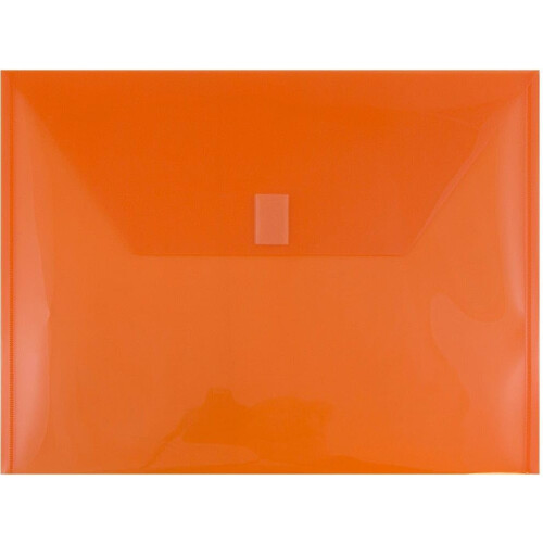 JAM PAPER Plastic Envelopes with Hook & Loop Closure - Letter Booklet - 9 3/4 x 13 - Orange - 3/Pack