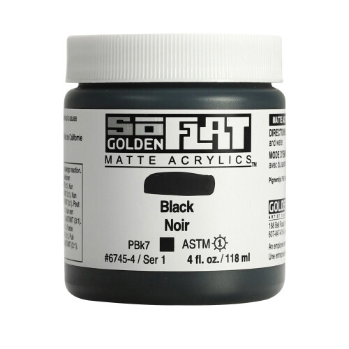 SoFlat Matte Acrylics από την GOLDEN Black 4 fl. oz. Επαγγελματικό ακρυλικό χρώμα σε βάζο, αδιαφανές