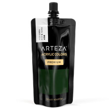 ARTEZA Acrylic Paint Deep Green Color (120 ml Pouch Tube) Rich Pigment Non Fading Non Toxic Single Color Paint for Artists and Hobby Painters