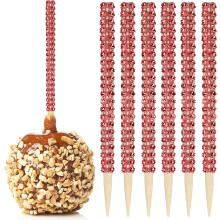 32 stuks bling snoep appel bamboestokken karamel appel houten puntige spiesjes met strass diamant gaas wrap fruittraktaties pop december bar voor des