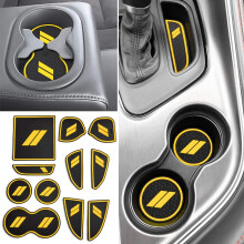 Auovo 11pcs Anti-dust Mats for Challenger Accessories 2015-2023 Custom Interior Cup Holder Inserts Door Pocket Center Console Liners for Challenger 2