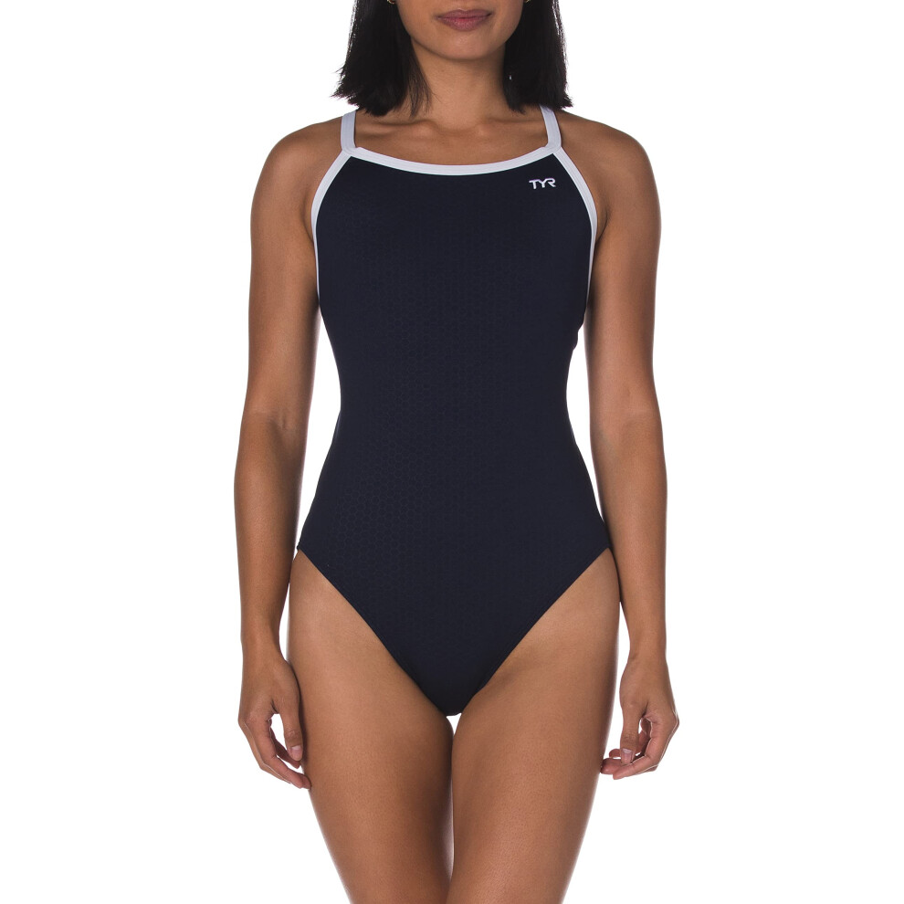 TYR Womens Hexa Diamondfit Swimsuit  Navy/White  30