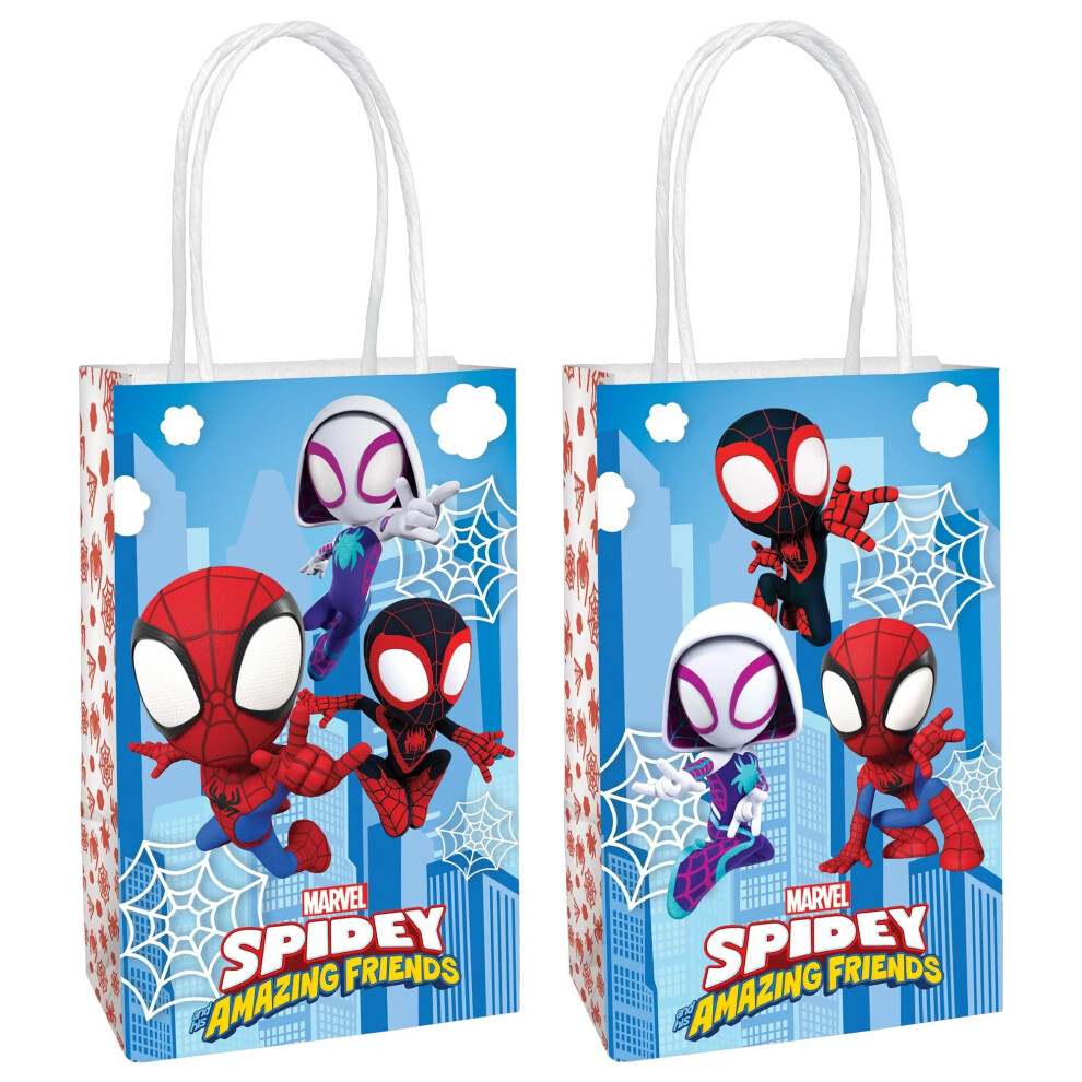 Spidey & Friends - Sacchetti In Carta Kraft Per Feste, 21 X 13 X 7,6 Cm, Colore: Azzurro Cielo-image