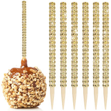 32 stuks bling snoep appel bamboestokken karamel appel houten puntige spiesjes met strass diamant gaas wrap fruittraktaties pop december bar voor des