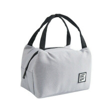 (Gray) Insulated Bag Lunch Thermal Food Storage Bag Portable Travel Box Bento Working