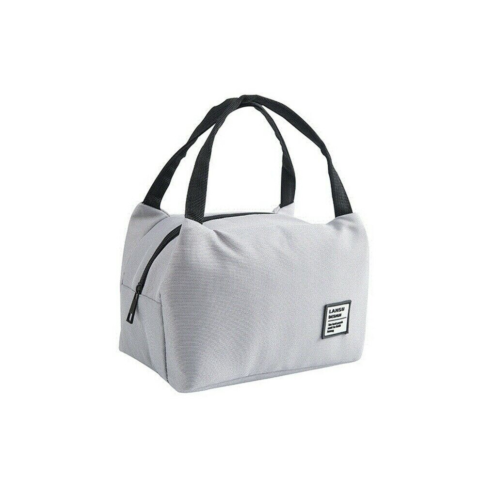 (Gray) Insulated Bag Lunch Thermal Food Storage Bag Portable Travel Box Bento Working