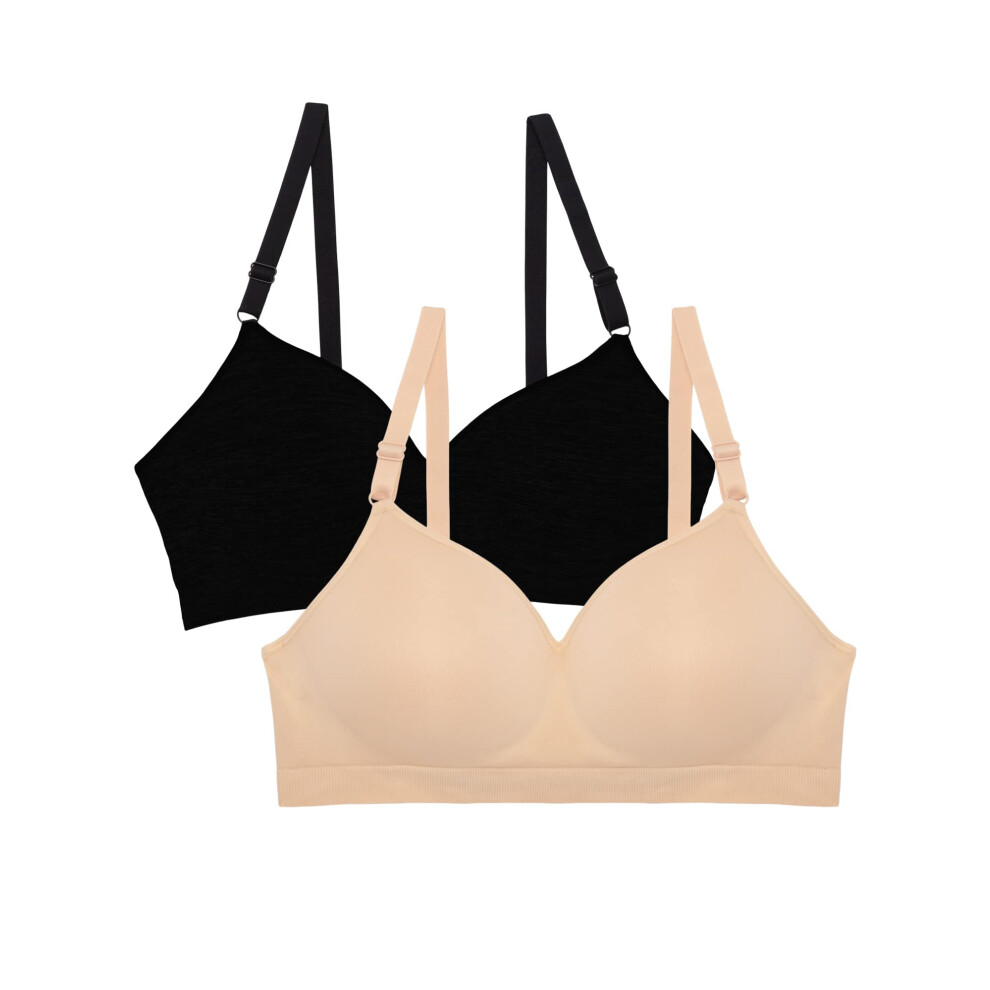 Fruit of the Loom womens Seamless Wire Free Push-up Push Up Bra  Black Hue/in Buff 2-pack  34C US