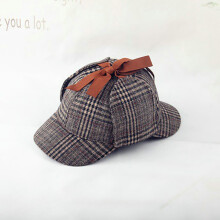 (Khaki) Unisex Cap Tweed Double Edge Hat Sherlock Holmes Cosplay Hats Deerstalker Mad