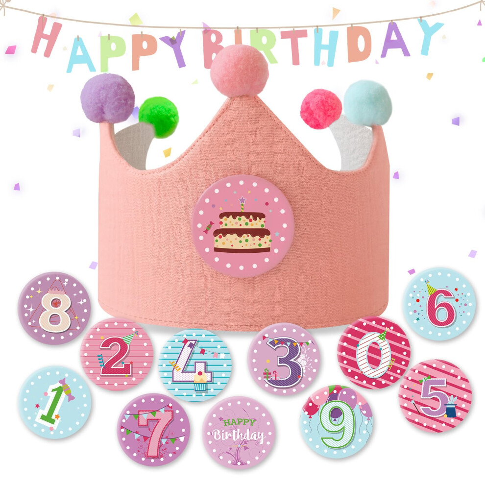 Ulibanner Wiederverwendbare Geburtstagskrone Mit Zahlen, Kindergeburtstagshut, Stoffkrone, F R Kinder, Jungen, Kleinkinder, M Dchen, Baby-Geburts-image
