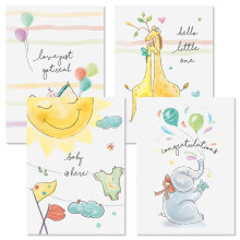 Nuv?rende lille mirakel lyk?nskning baby lyk?nskningskort - 8 pakke (4 design) f?lelser inde i store 5 x 7 tommer velkomst Tillykke baby