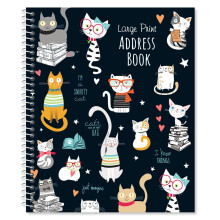Aktuelles Smarty Cats Adressbuch in Gro druck, 56 Seiten, 17,8 x 21,6 cm, Spiralbindung, Softcover, Organizer f r Kontakt, Telefonnummer, Postans